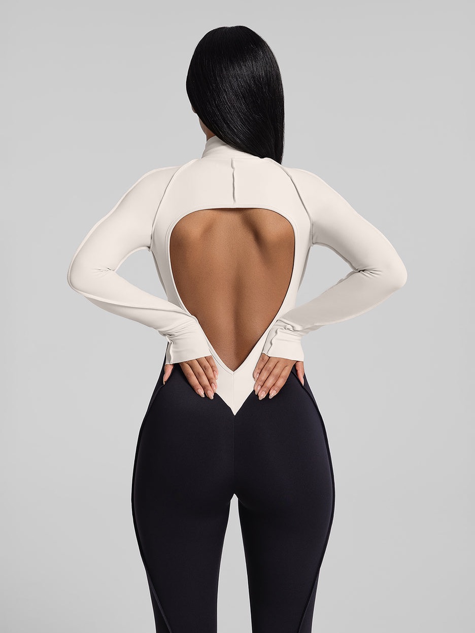 Nwt Bttrm Better Me Two-Tone Full-Length Catsuit Cream Black Xxl — image 4 of 8